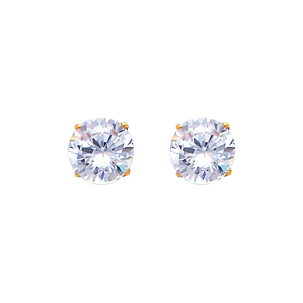 Lady's Yellow 14 Karat 6mm round basket cz Stud Earrings