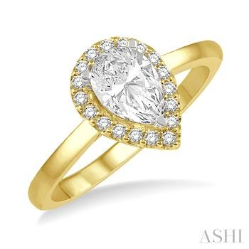 14K Y/Gd 0.33 Ctw .25 Ctr .08Ctrd Pear Solitary