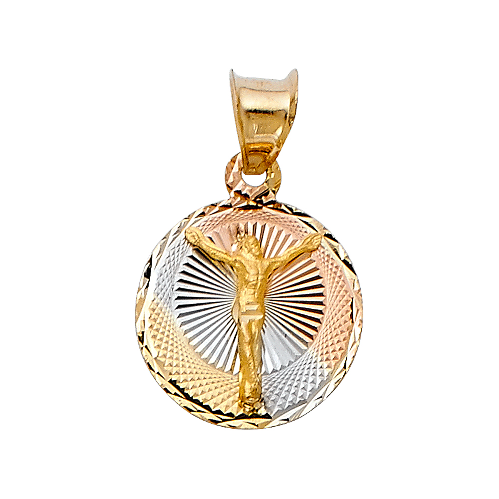 Three-Tone 14 Karat Religious Round
Length: 20