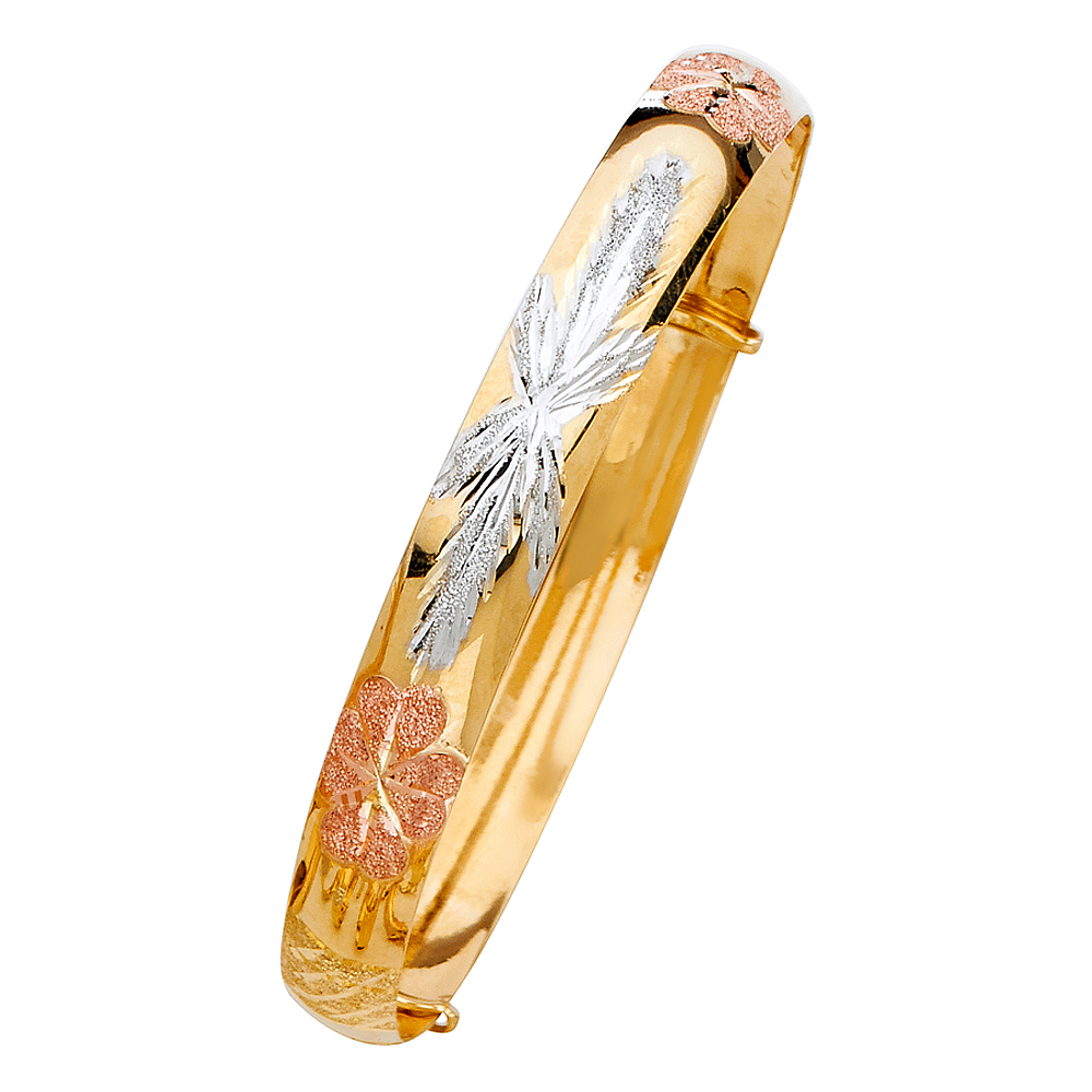 14K 3C Adjustable Bangle 8"