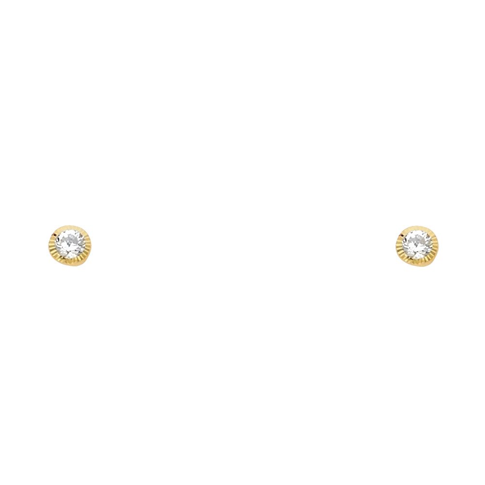 Lady's Yellow 14 Karat Cz Solitaire Earrings Length 3 Style: Fancy