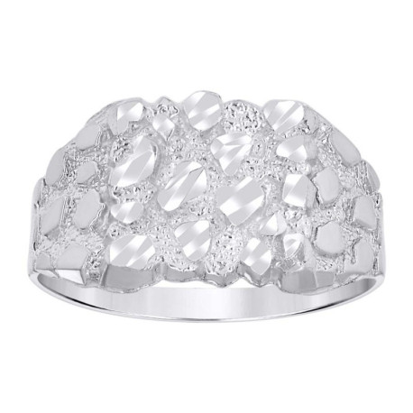 Gent's White Silver Nugget Ring