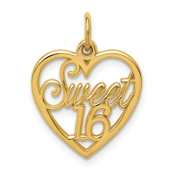 14K Y/GD SWEET 16 IN HEART PENDANT