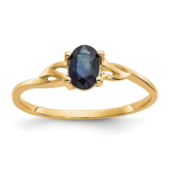 10K Y/GD SAPPHIRE OVAL LADIES RING