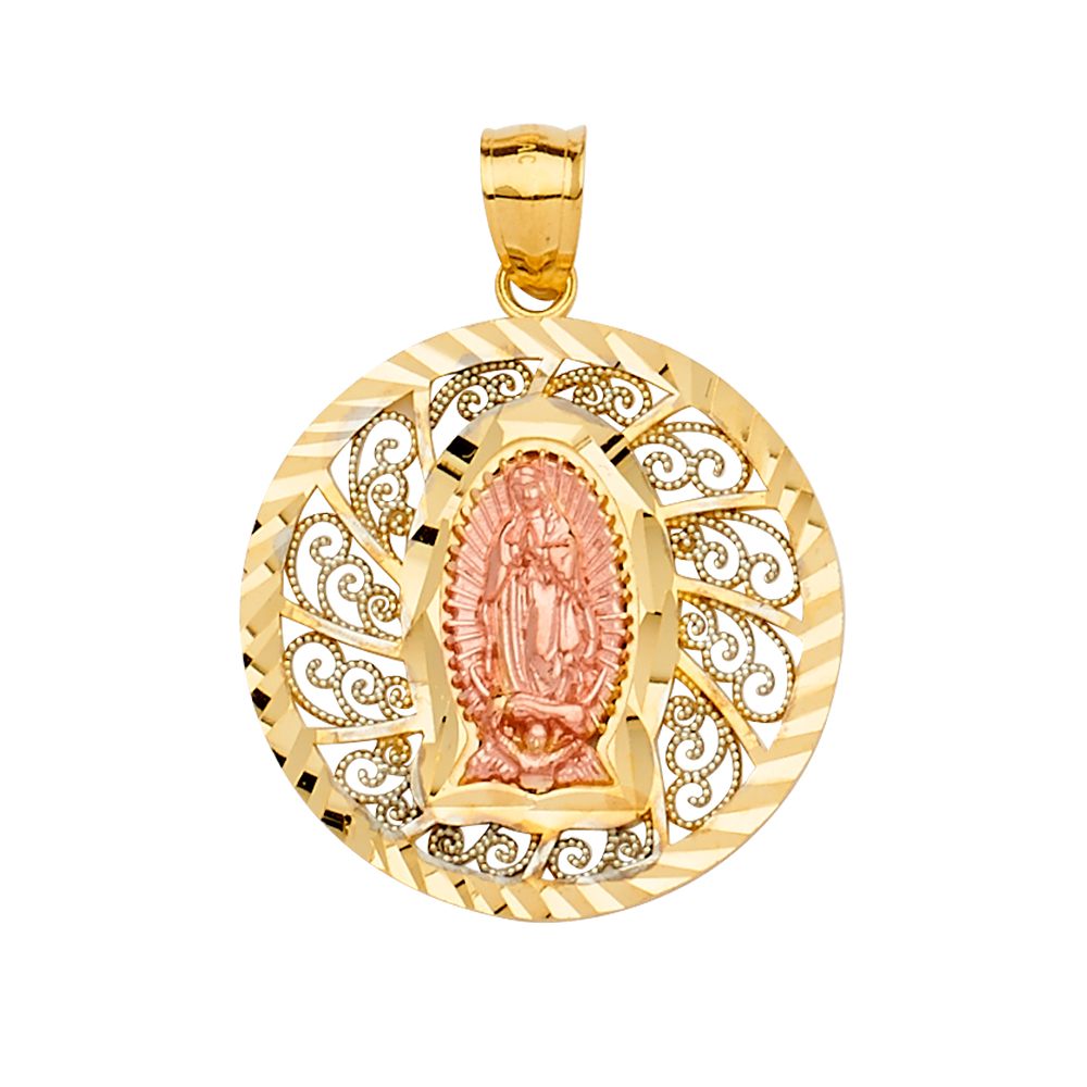 Two-Tone 14 Karat Guadalupe Pendant Length: 33