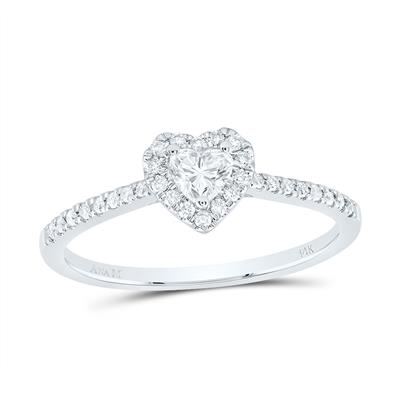 Lady's White 14 Karat Engagement Promise Ring one 0.333ct Heart Diamond
0.20tw Round Diamonds Style: Fashion
Finish: polished
Gender: Ladies