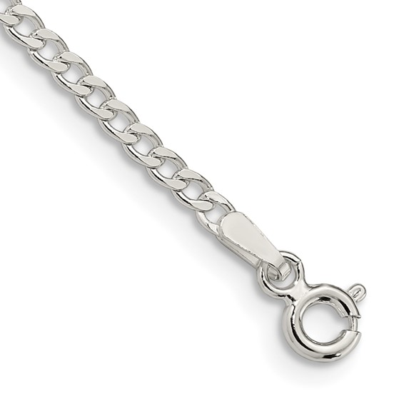Sterling Silver Beveled Curb 2.3mm Bracelet 
Length: 8"