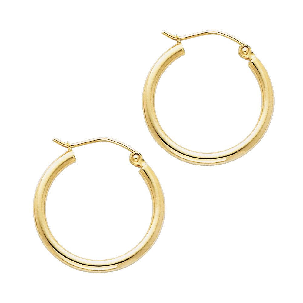 Lady's Yellow 14 Karat Hollow 2mm hoop Earrings Length: 20