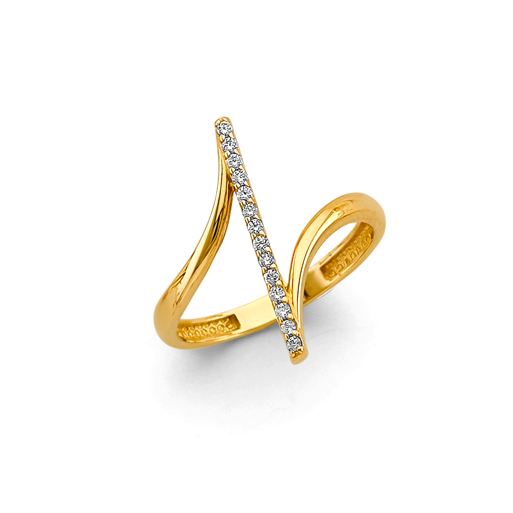 Gent's Yellow 14 Karat Fancy Cz Ring Length 10 Style: Fashion