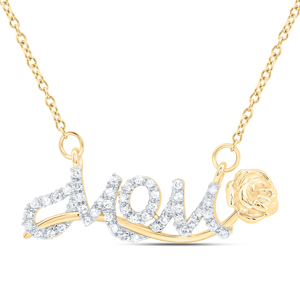Lady's Yellow 10 Karat Necklace = 0.167tw Rose Cut Diamonds Length: 18