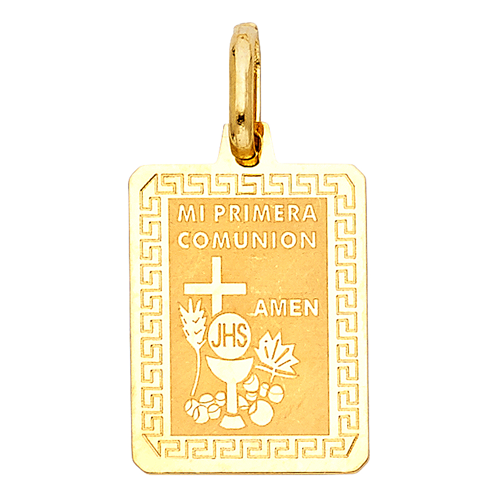 Yellow 14 Karat First Communion Pendant 
Length: 20