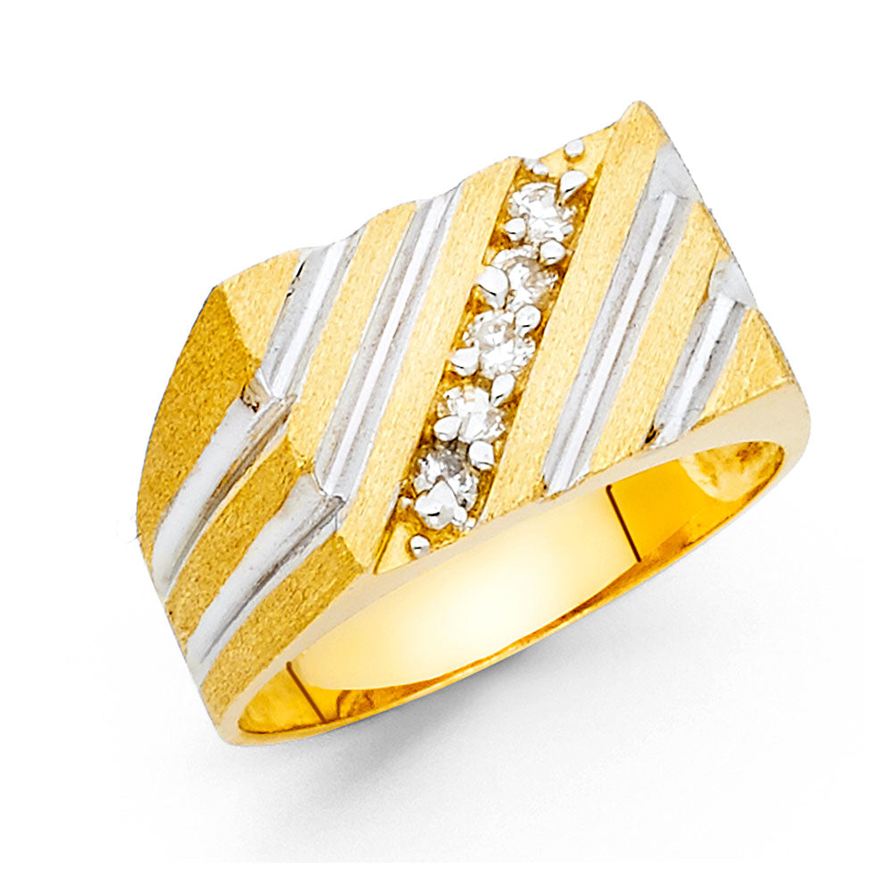14k y/gd cz square men ring