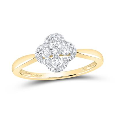 Lady's Fashion Clover Ring = 0.25tw Round Diamonds