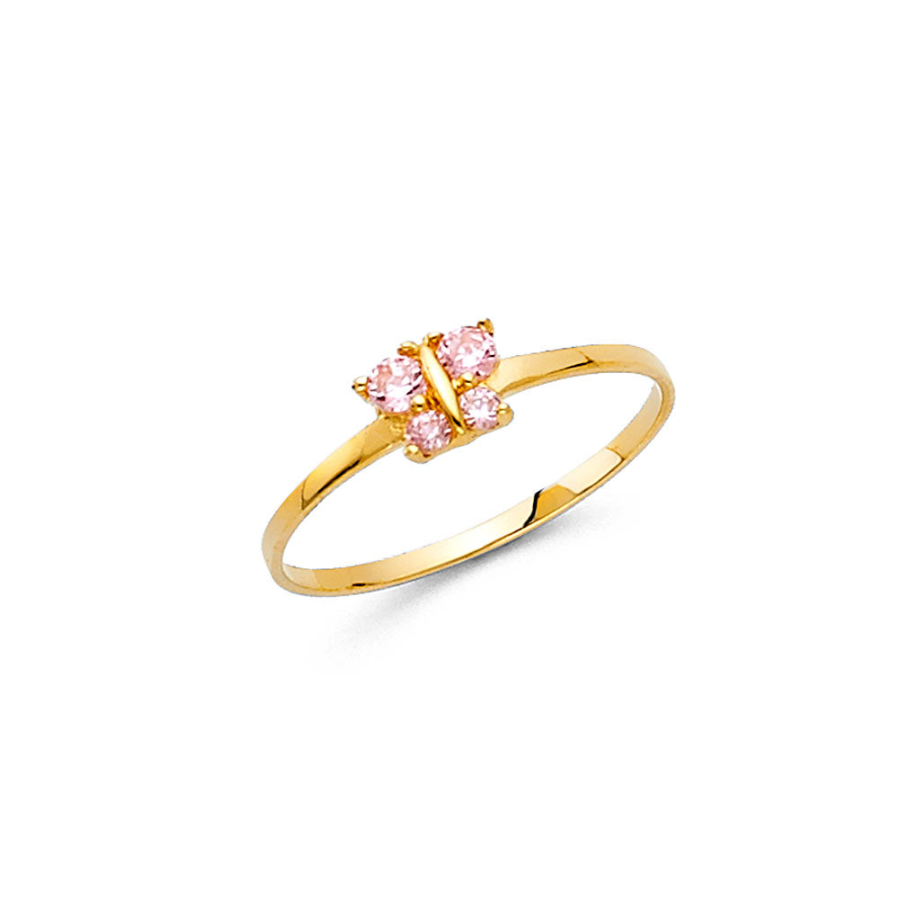 14 Karat Fashion baby butterfly pink cz Ring Size 3 Color: Yellow
Finish: Polished