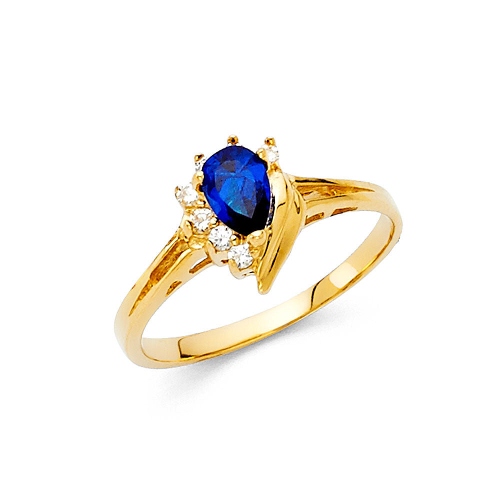 Lady's 14 Karat Fashion Ring Blue CZ Size 7 Color: Yellow
Finish: Pol