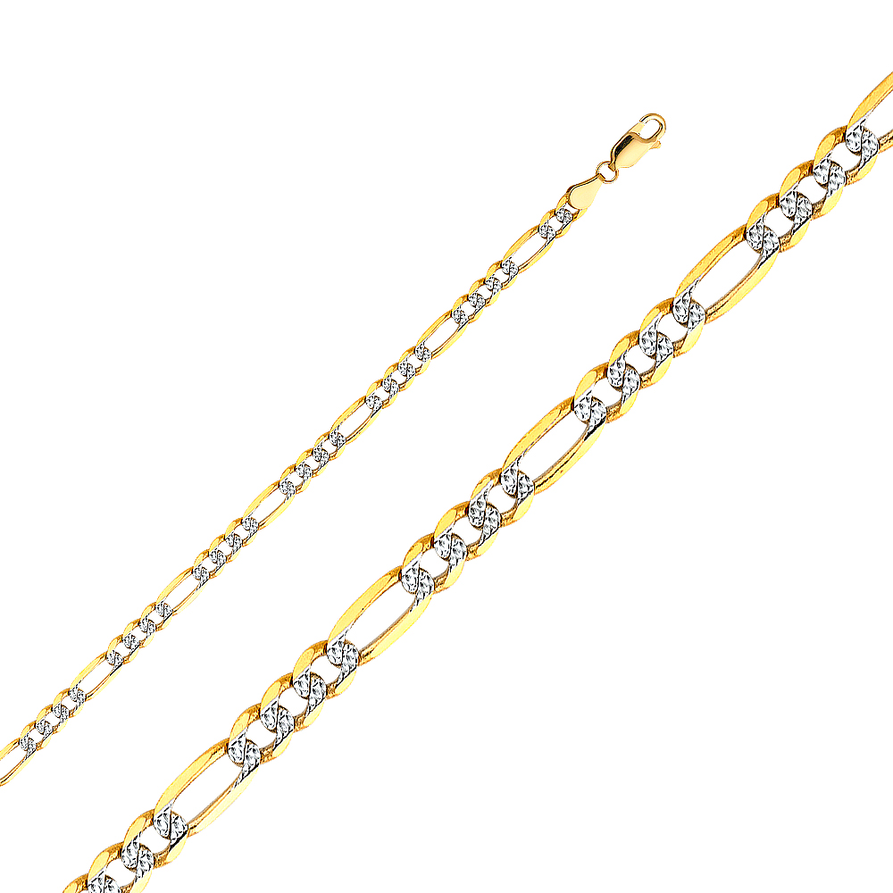 Gent's Two-Tone 14 Karat solid Bracelet 4.5mmStyle: Figaro-pave
Lengt