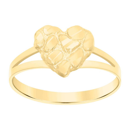 Lady's Yellow 10 Karat Diamond Cut Fashion medium heart  Ring Length 12.25 Style: Nugguet