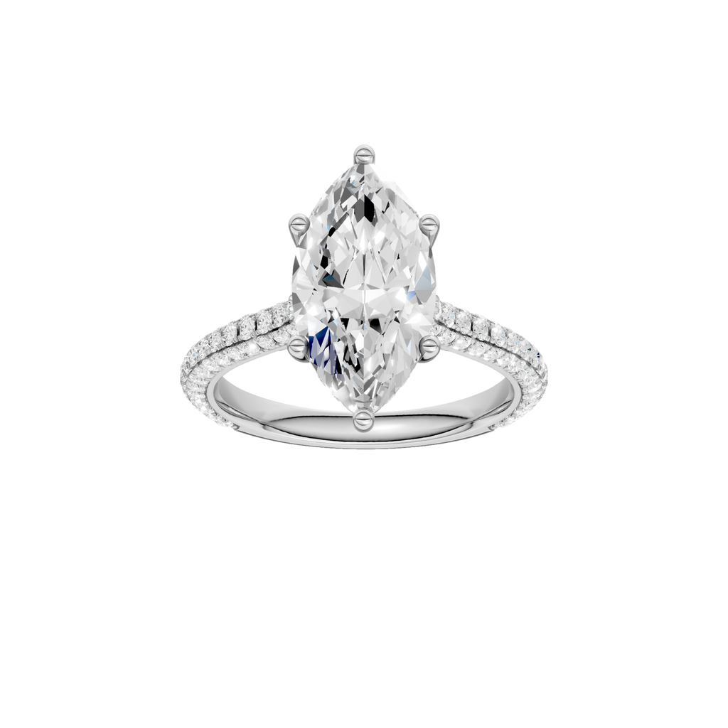 Lady's White 14 Karat Engagement Ring one = 3.06ct Marquise F VS  Lab