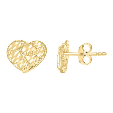 Lady's Yellow 10 Karat heart small Earrings Length 7.63x8.6mm Finish: