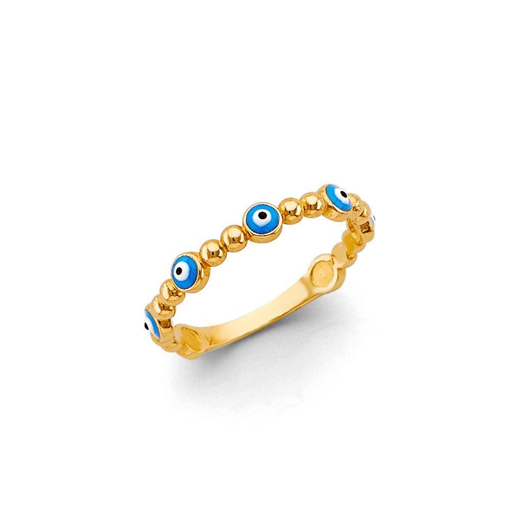 Lady's Yellow 14 Karat Blue Evil Eye Fashion Ring Gender: Ladies