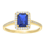 Lady's Yellow 14 Karat Blue and white cz Fashion Ring Length 9