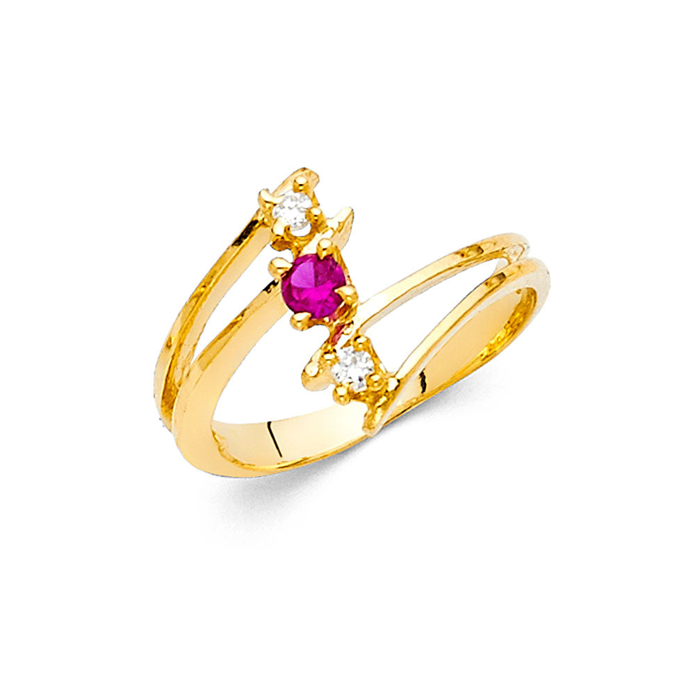 Lady's Yellow 14 Karat Mom cz Ring Gender: Ladies