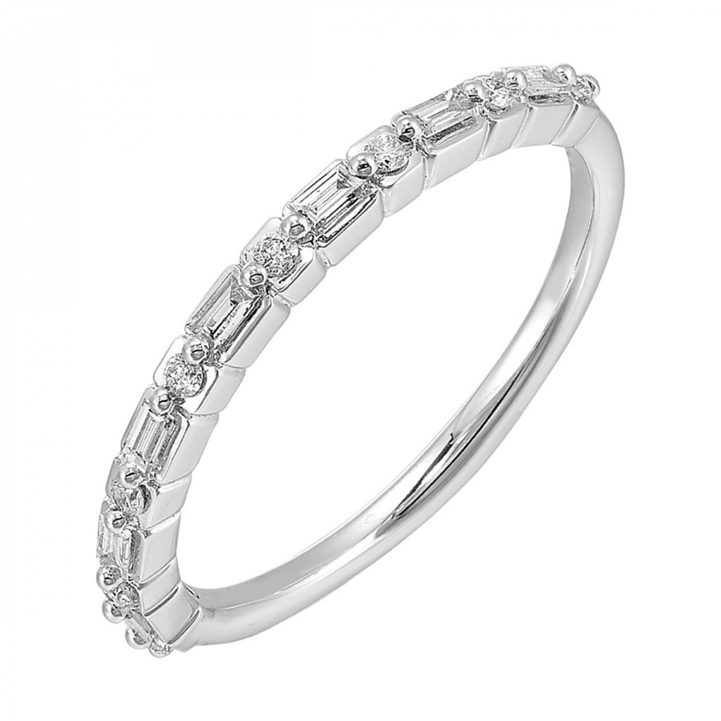 Lady's White 14 Karat Wedding Band 15 0.20tw Baguette SI2 Diamonds Finish: Polished