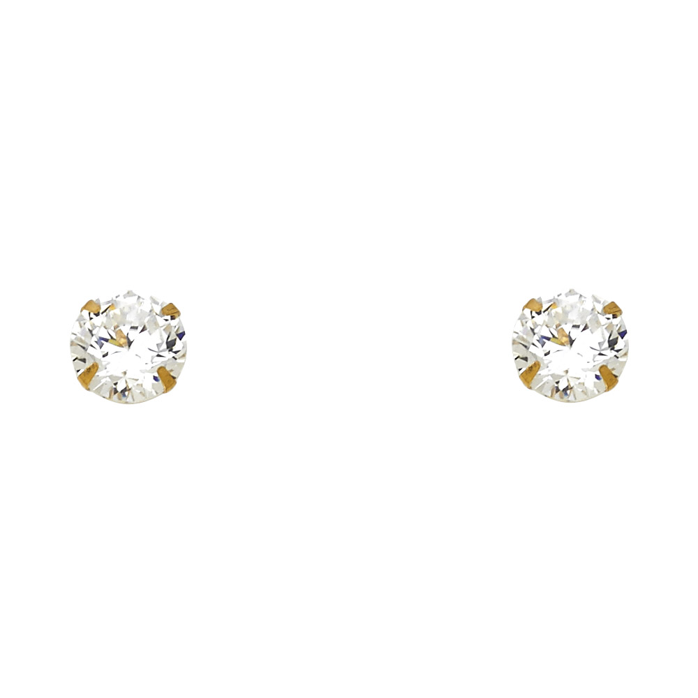 14KY 7mm Round Stamp Screw Back Stud Earrings