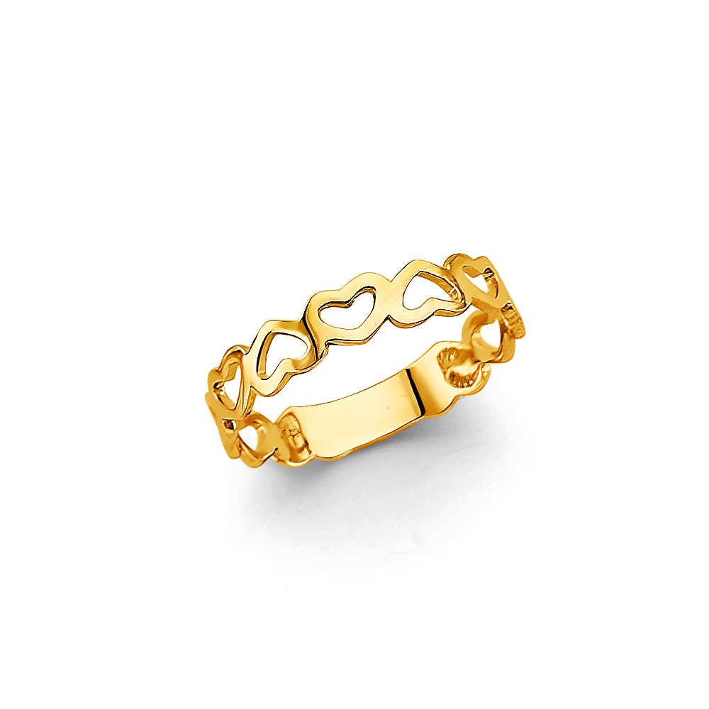 Lady's Yellow 14 Karat Hearts Infinity band Ring