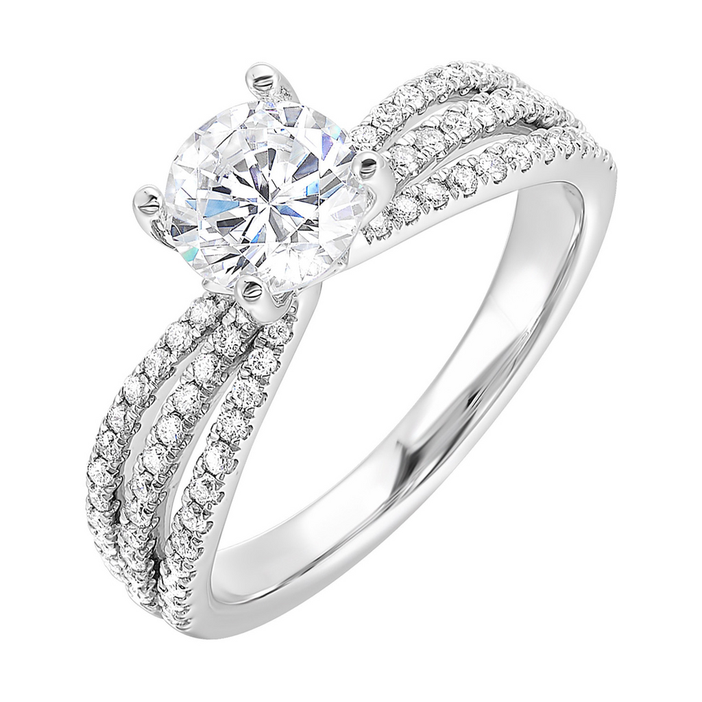 Lady's White 14 Karat Engagement Ring 72 0.333tw Round SI2 Diamonds Cz for 2ctw Rd Ctr