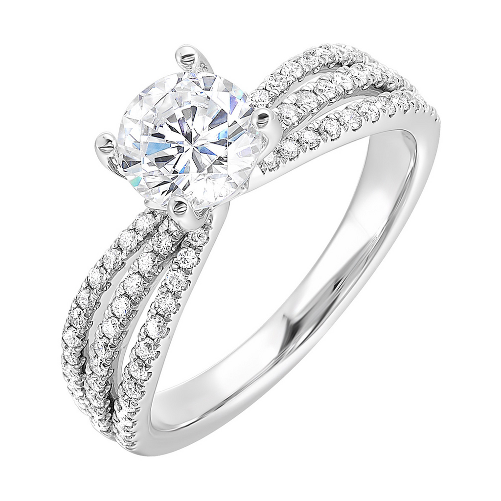 Lady's White 14 Karat Ring 72 0.333tw Round SI2 Diamonds CZ center for