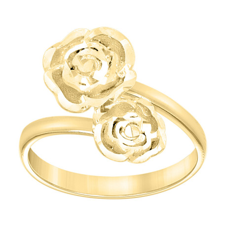 Lady's Yellow 10 Karat Diamond Cut Rose Ring Length 15.8