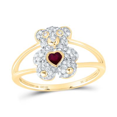 Lady's Yellow 10 Karat HS-NAT Gem Heart teddy bear Ring 0.333tw Round Diamonds Finish: Polished
Gender: Ladies