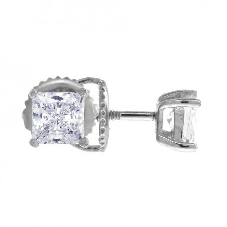 Sterling Silver 7mm cz square screwback Earrings 
Gender: Unisex