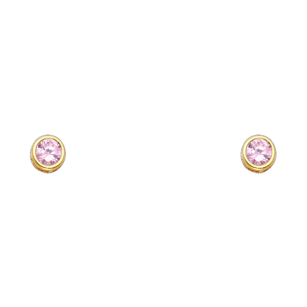 Lady's Yellow 14 Karat Round Stud Earrings-Oct