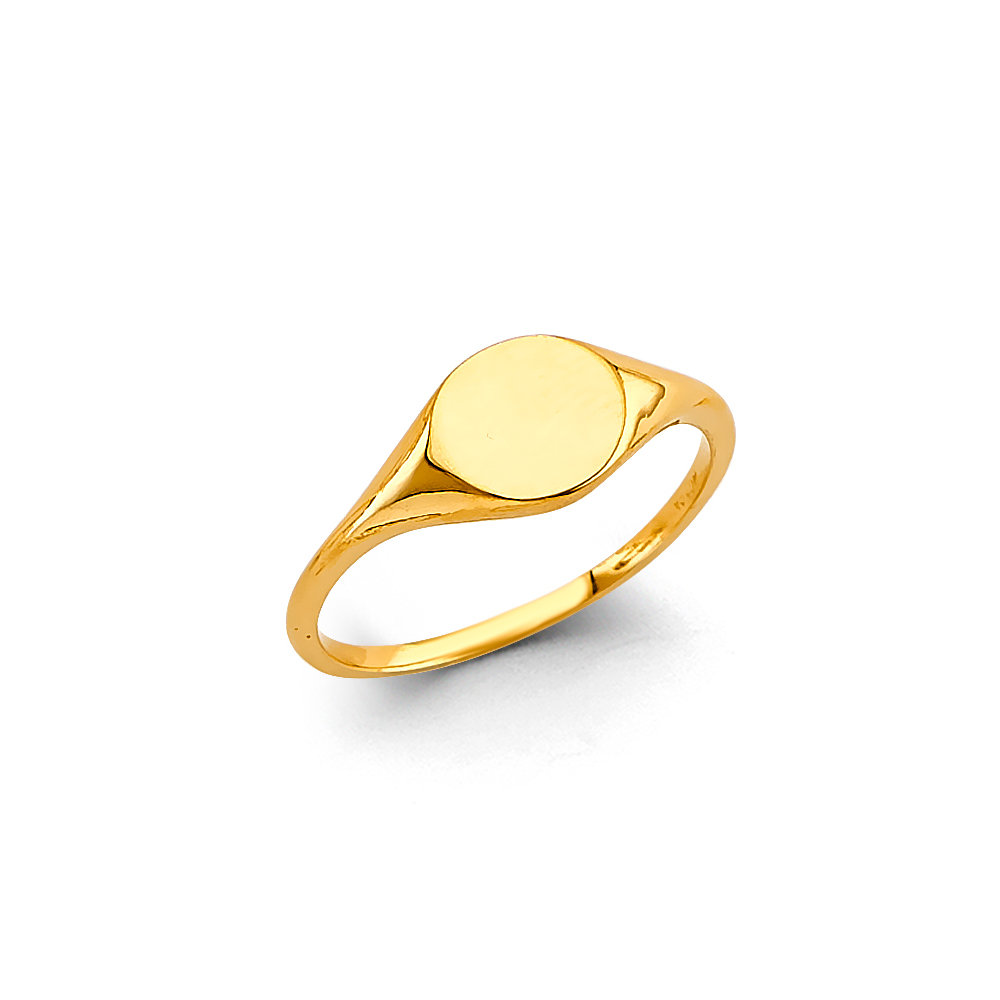 Lady's Yellow 14 Karat Round Signet Ring Length 7.3