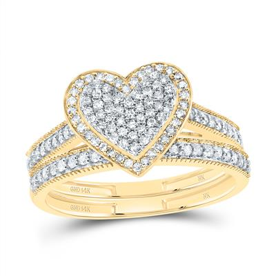 Lady's Yellow 14 Karat Wedding Set 0.375tw Diamonds Style: Heart
Fini