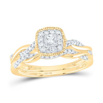 Lady's Yellow 14 Karat Wedding Set = 0.333tw Round Diamonds Finish: Po