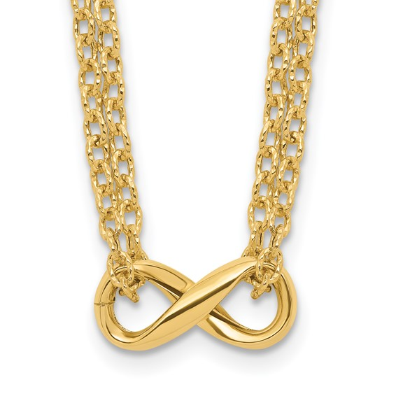 Yellow 14 Karat 2 strand Infinity Necklace Length: 18"