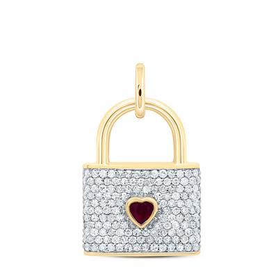 Lady's Yellow 10 Karat Pendant 0.50tw Round Diamonds
Heart Created Ru