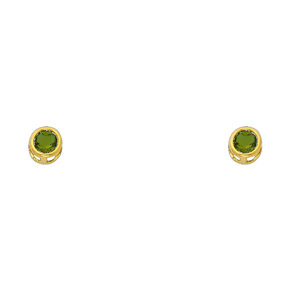 14K Y/Gd 4Mm Rd Cz Bezel Screw Earrings