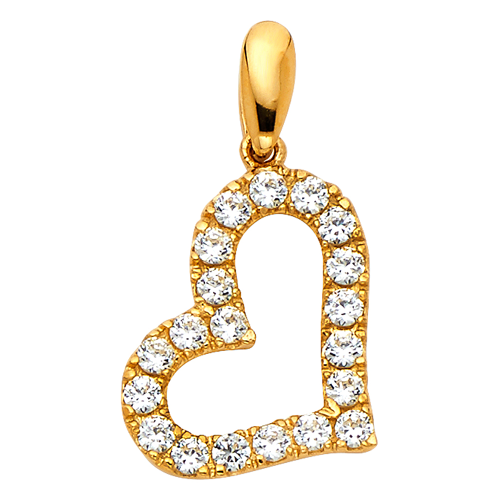 Yellow 14 Karat Cz Heart Pendant 13x15
Length: 15