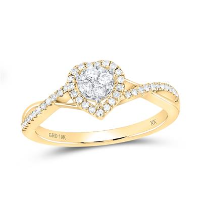 Lady's Yellow 10 Karat Fashion Heart Ring Length 7.8 = 0.333tw Round D