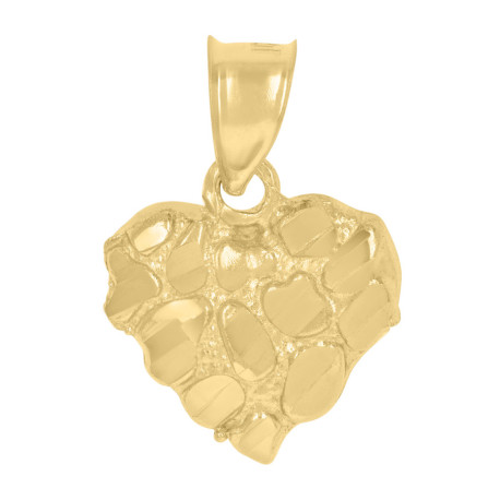 Yellow 10 Karat Medium Nugget Pendant Style: Heart
Length: 21