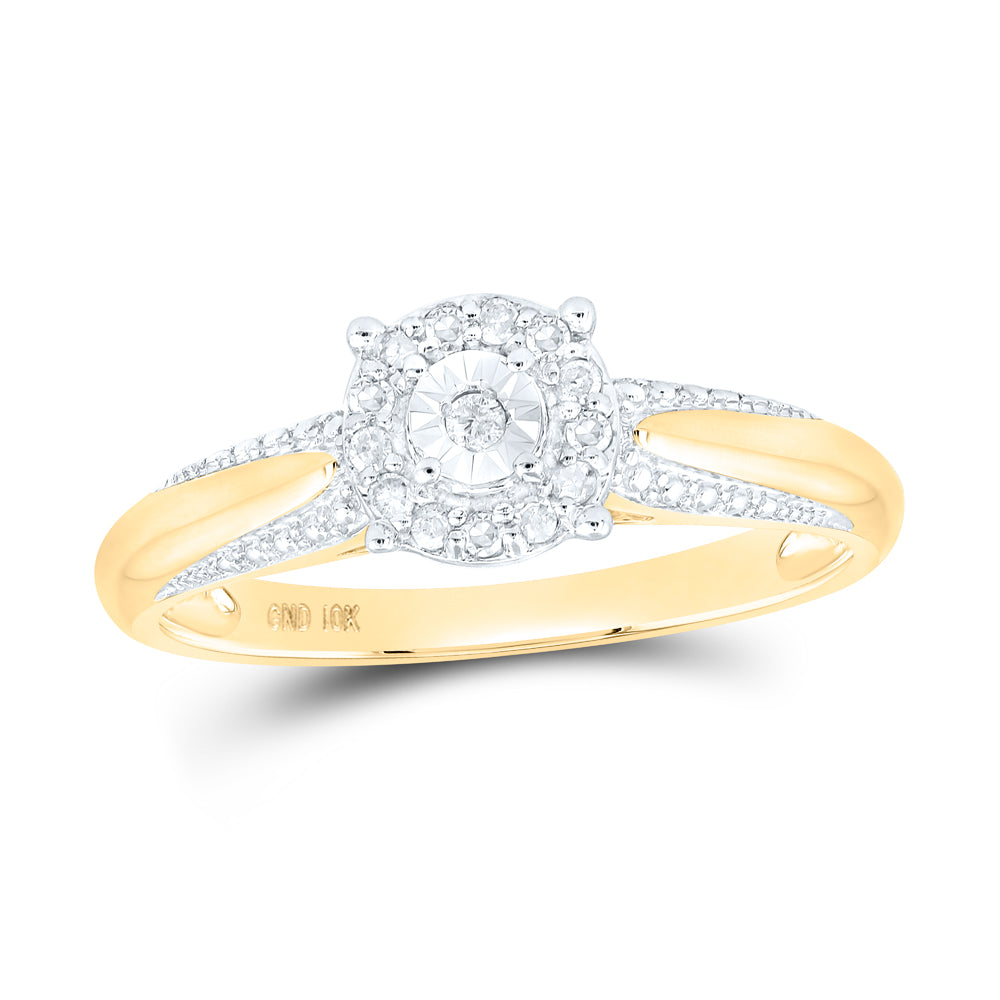 Lady's Yellow 10 Karat Promise Ring 0.10tw Round Diamonds Finish: poli