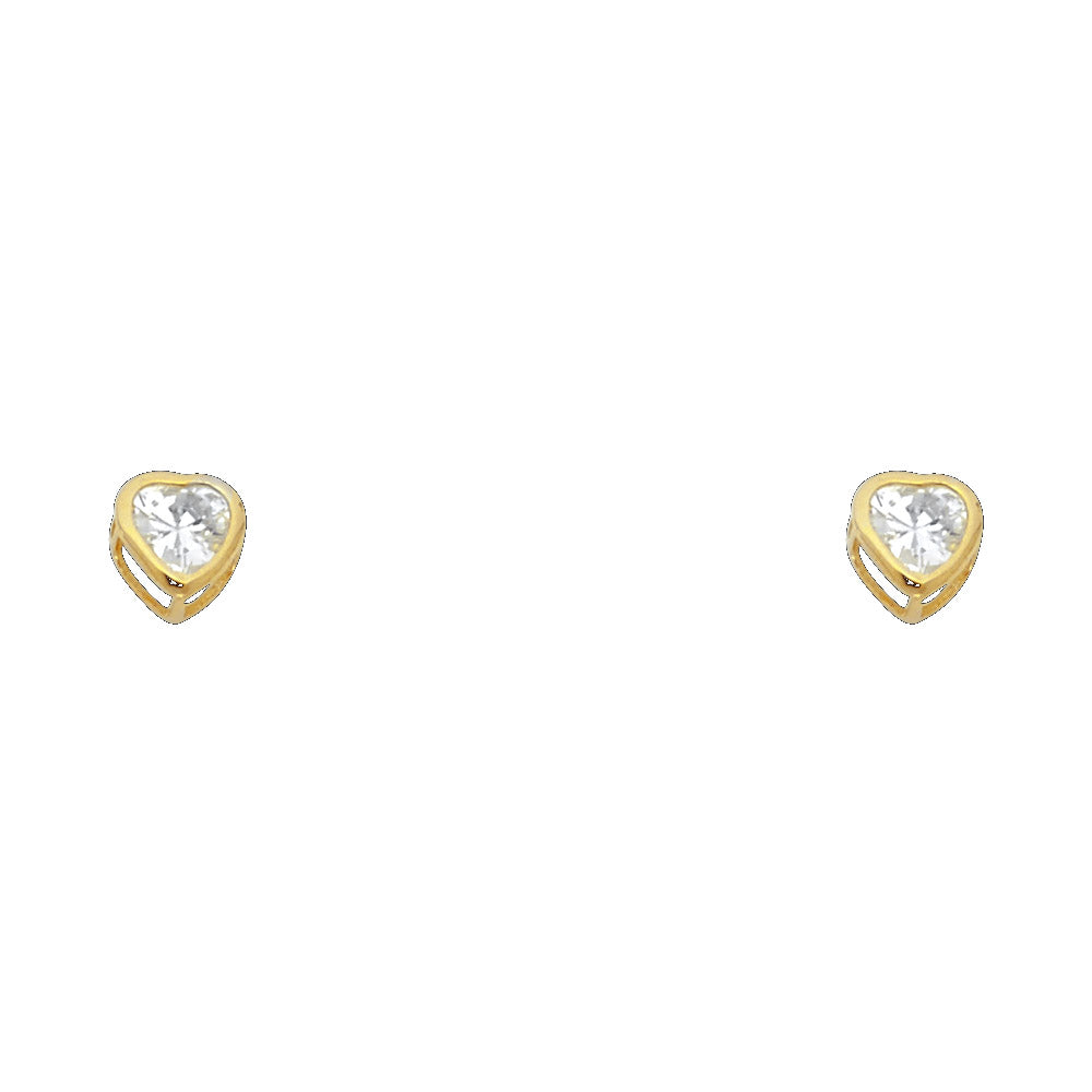 Lady's Yellow 14 Karat Heart Stud Earrings April