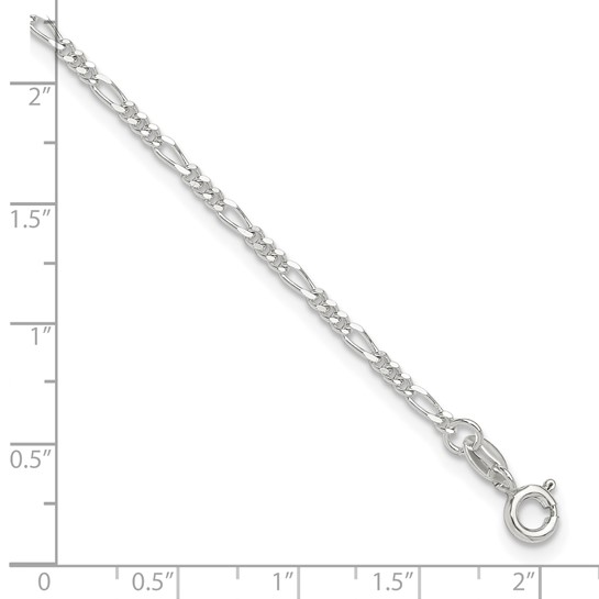 White Sterling Silver Bracelet Style: Figaro
Length: 7" 2mm