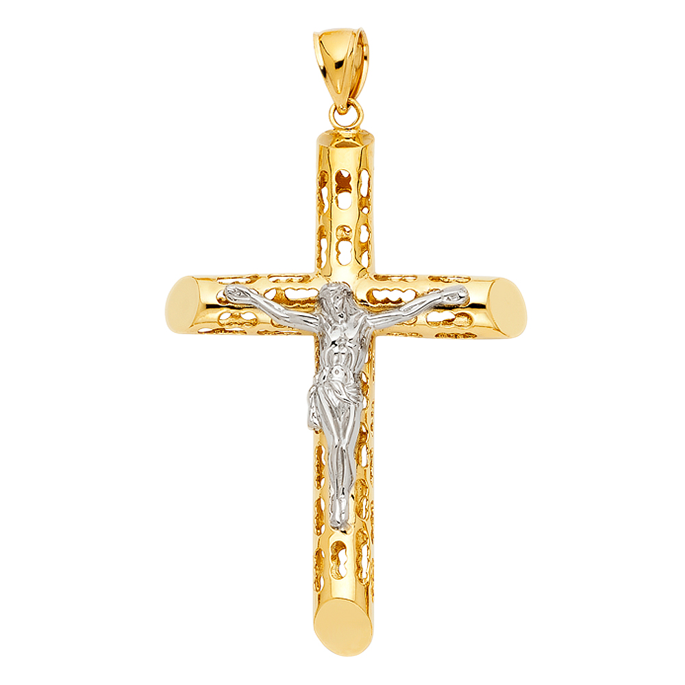 10 Karat Diamond Cut Crucifix Charm    Color: Two-Tone
Gender: Gentle