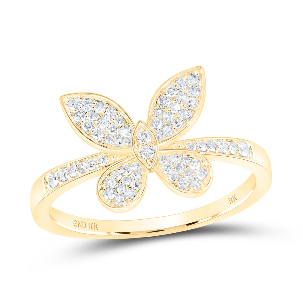 Lady's 10 Karat Fashion butterfly Ring Size 7 0.30tw Round Diamonds Co