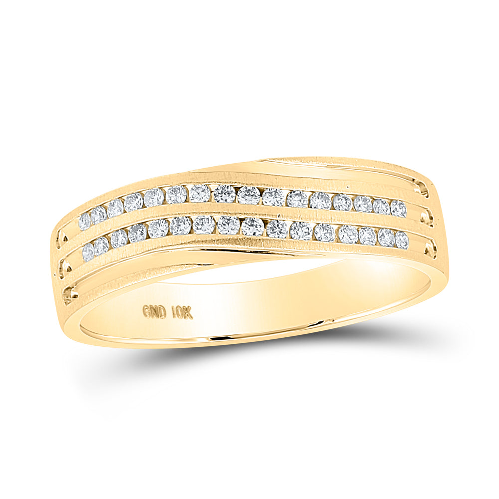 Yellow 10 Karat Fashion Wedding band Ring 0.25tw Round Diamonds Finish